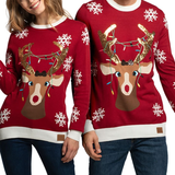 Julesweaters Sweatere Partykungen Cute Reindeer Christmas Sweater - Red