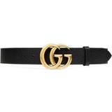 Gucci Tøj Gucci Leather Belt with Double G Buckle - Black Leather