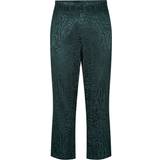Zizzi Dame - Grøn Bukser & Shorts Zizzi Loose Viscose Trousers with Tone-On-Tone Print - Green
