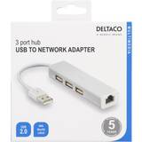 Fast Ethernet - USB-A Netværkskort Deltaco USB2-LAN3