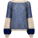 Ballonærmer - Dame - L Sweatere Noella Liana Knit Sweater - Cream/Cobalt Blue