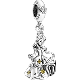 Pandora Gul Smykker Pandora Disney Beauty And The Beast Dancing Belle Dangle Charm - Silver/Yellow/Transparent
