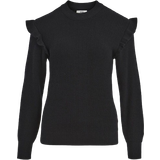 Object Løs Sweatere Object Malena Knitted Pullover - Black
