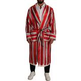 Rød - Silke Undertøj Dolce & Gabbana Red White Striped Silk Mens Night Gown Robe IT46