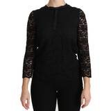 Nylon - Sort Bluser Dolce & Gabbana Black Lace Long Sleeve Nylon Blouse IT40