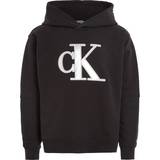 Satin Sweatshirts Calvin Klein Metallic Monogram Hoodie Ck Black-12 år
