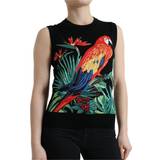 One Size - Uld T-shirts & Toppe Dolce & Gabbana Black Bird Wool Knit Sleeveless Tank T-shirt IT38