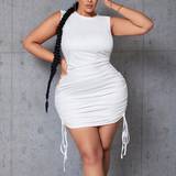 Hvid - Skind Kjoler Shein Plus Drawstring Side Slim Dress