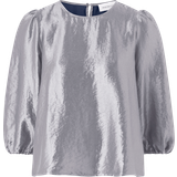 42 - Sølv Overdele Selected Femme Metallisk Bluse Med 3/4-ærmer Silver