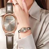 Ure Shein 1pc Ladies' Elegant Simple Cute Mini Oval Case Wristwatch With Leather Band
