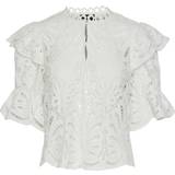 Pieces Hvid Overdele Pieces Lykke Short Sleeved Blouse - Bright White
