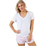 Calvin Klein Modal Overdele Calvin Klein S/S V Neck White, Female, Tøj, T-shirt, Hvid