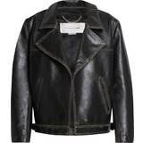 Victoria Beckham Dame Overtøj Victoria Beckham Black Oversized Leather Jacket