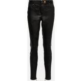 Balmain Dame Bukser Balmain Low-rise leather skinny pants black