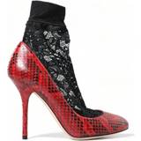 Læder Højhælede sko Dolce & Gabbana Red Ayers Leather Lace Socks Pumps Shoes EU36.5/US6