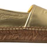 Dolce & Gabbana Guld Sko Dolce & Gabbana Gold Leather Loafers Flats Espadrille Shoes EU35/US4.5