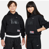 Jersey Hoodies Børnetøj Nike Culture of Basketball-pullover-fleece-hættetrøje til større børn sort