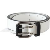 Costume National White Genuine Leather Silver Buckle Waist Belt