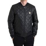Herre - Læderjakker Dolce & Gabbana Black Leather Full Zip Quilted Jacket IT56