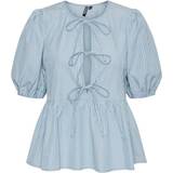 Dame - Turkis Bluser Pieces Top Holly Tie Dusty Mint