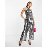 18 - Elastan/Lycra/Spandex Jumpsuits & Overalls French Connection Ronja Liquid Metallic Backless Jumpsuit