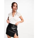 Morgan Elastan/Lycra/Spandex Overdele Morgan Lace T-Shirt with Short Sleeves White