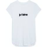 Zadig & Voltaire Dame T-shirts & Toppe Zadig & Voltaire Woop Je T'aime's-shirt blanc