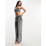 Boux Avenue Dame Bukser & Shorts Boux Avenue slinky velour trouser in silver14