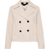 Part Two Beige Tøj Part Two Evalina Cropped Blazer Style Jacket With Contrasting Buttons Beige