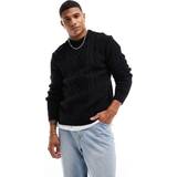 River Island Uld Overdele River Island cable crew jumper in blackXS