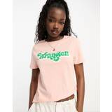 Wrangler Dame T-shirts & Toppe Wrangler regular fit logo t-shirt in peach-OrangeXS