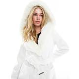River Island Overtøj River Island faux fur robe jacket in cream-White10