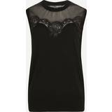 Cashmere - Dame T-shirts & Toppe Dolce & Gabbana Black Cashmere Lace Trim Sleeveless Tank Top IT38