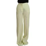 MSGM Dame Bukser MSGM Yellow Green Cotton High Waist Straight Long Pants IT42