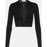 Gucci Silke Overdele Gucci Womens Black Cut-out Cropped Knitted top