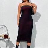 Mesh - Rød Kjoler Shein Women'S Plus Mesh Maxi Dress Strapless Sexy Dress