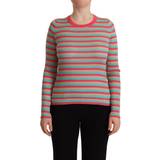 44 - Silke Sweatere Dolce & Gabbana Multicolor Stripes Silk Crew Neck Pullover Top IT44