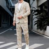 Grøn - S Jakkesæt Shein Men'S Plus Suit Jacket With Flap Detail Single Breasted Button-Front And Suit Pants Woven Casual Two-Piece Set