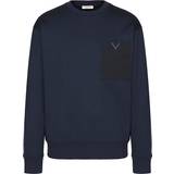 Valentino Nylon Sweatere Valentino Men's Technical Cotton Crewneck With Rubberized V Detail Navy Navy