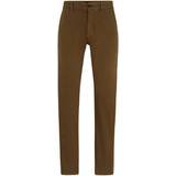 Herre - Satin Bukser & Shorts BOSS Slim-fit chinos in stretch-cotton satin Dark Brown