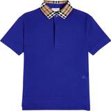 Polotrøjer Burberry Kids Blue Check Collar Polo NIGHT 8Y