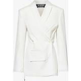 48 - Dame - Hvid Blazere Jacquemus Womens White La Veste Tibau Single-breasted Woven Blazer