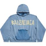Balenciaga Polyester Overdele Balenciaga Tape Type cotton fleece hoodie blue