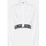 Miu Miu Lange ærmer Tøj Miu Miu Crop Logo Button Up Top in White White
