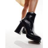 River Island Sko River Island Womens Ankle Boots Black Platform Heeled Pu