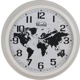 Jern - Sort Ure BigBuy Home World Map White Iron Wall Clock 70cm