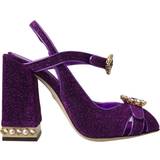 Dame - Lilla Højhælede sko Dolce & Gabbana Purple Ankle Strap Sandals Crystal Shoes EU38/US7.5