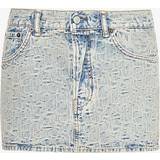 Acne Studios Dame Nederdele Acne Studios Womens Blue Beige Macaria Branded-print Denim Mini Skirt