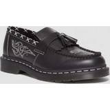 Sort Lave sko Dr. Martens Men's Adrian Contrast Stitch Leather Tassel Loafers in Black/White