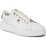 Tommy Hilfiger Dame Sneakers Tommy Hilfiger Leather TH Monogram Court Trainers WHITE/GOLD